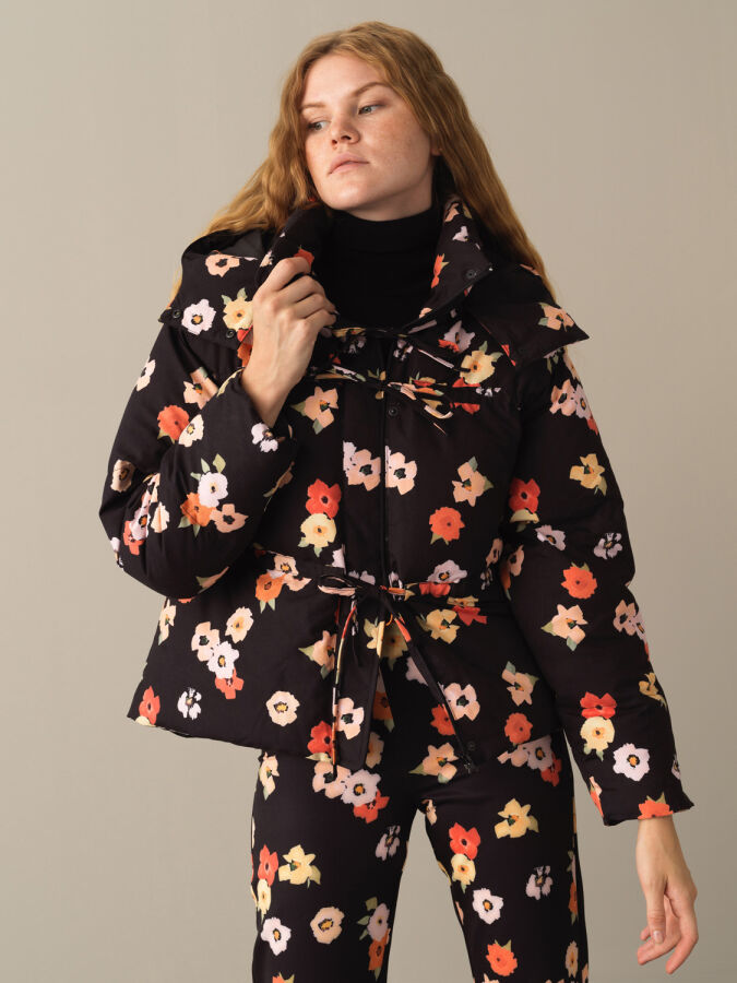 Oversized Patterned Puffer Jacket - Xint