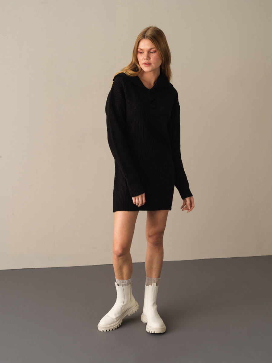 High Neck Regular Fit Knitted Mini Dress