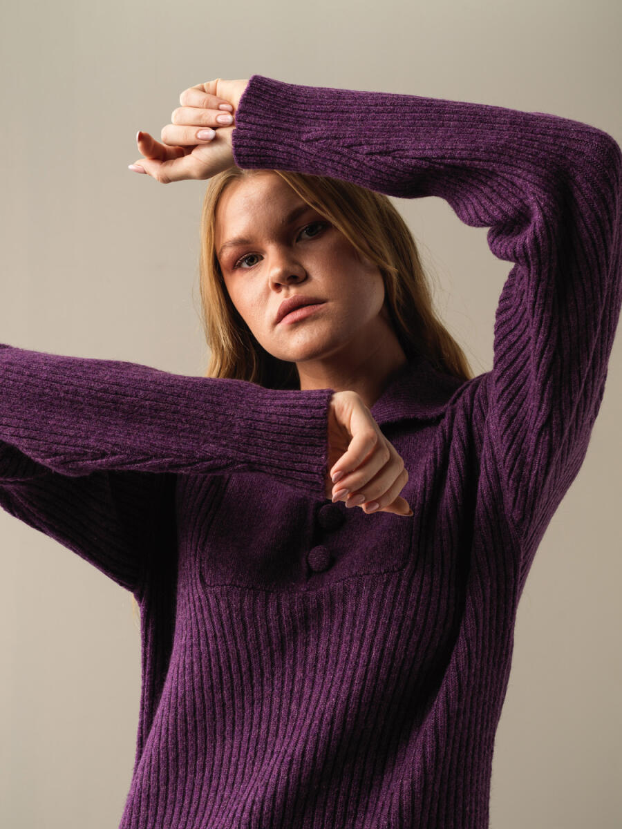 High Neck Regular Fit Knitted Mini Dress - 3