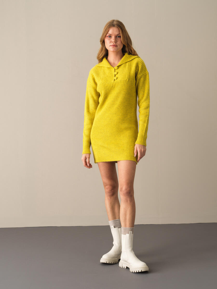 High Neck Regular Fit Knitted Mini Dress
