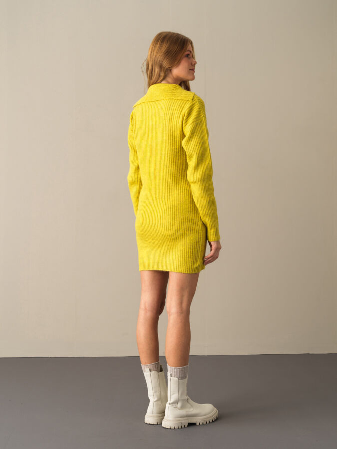High Neck Regular Fit Knitted Mini Dress - Xint