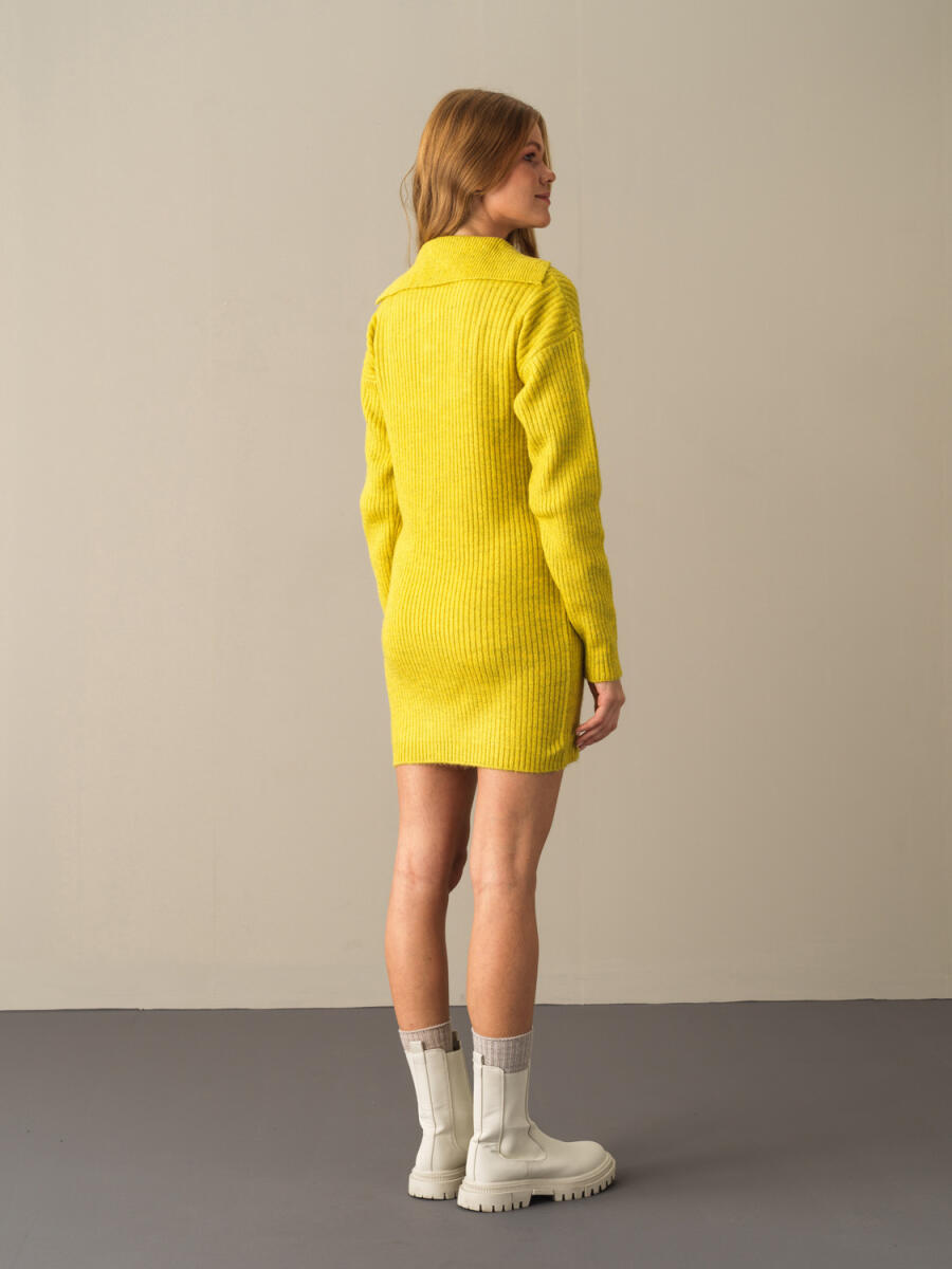 High Neck Regular Fit Knitted Mini Dress - 4