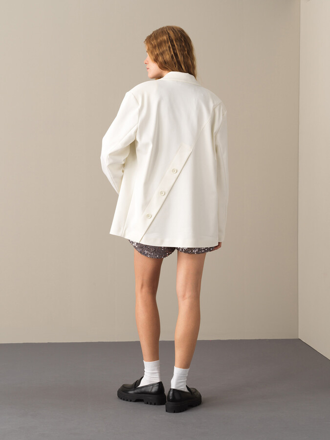 Cotton Oversized Long Blazer Jacket - 4