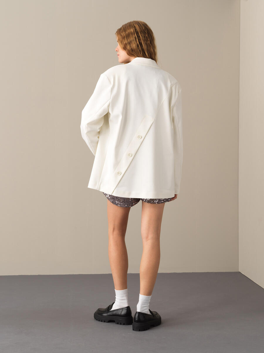 Cotton Oversized Long Blazer Jacket - 5