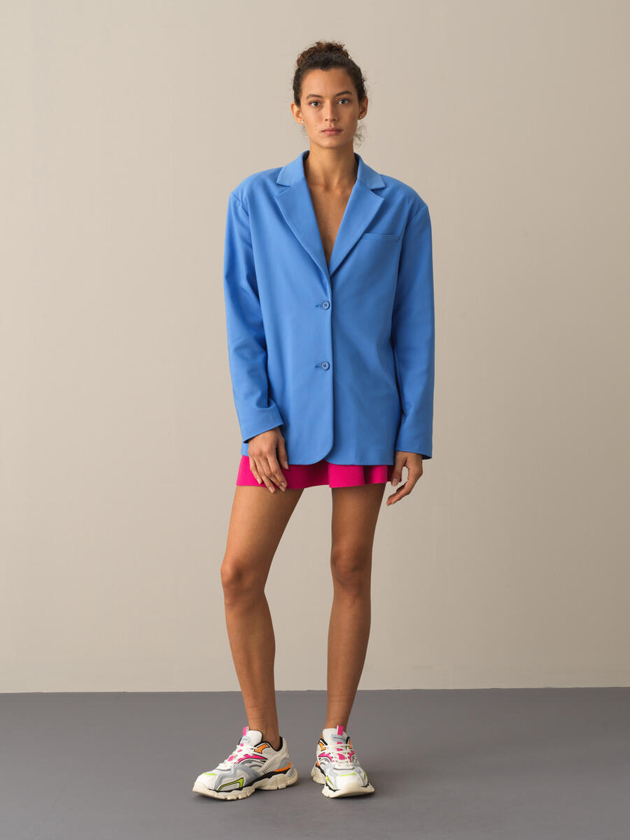 Cotton Oversized Long Blazer Jacket - 2