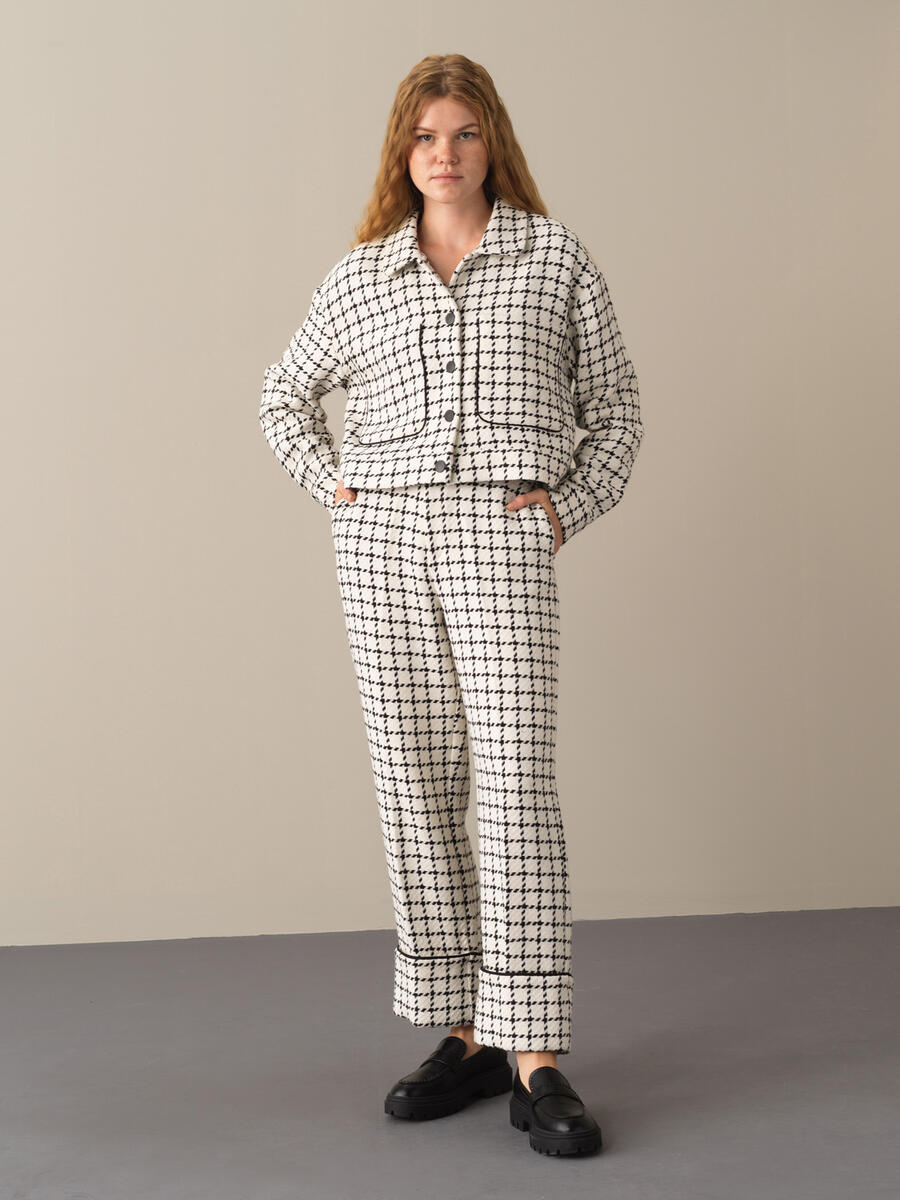 Snap Button Oversized Tweed Jacket - 3