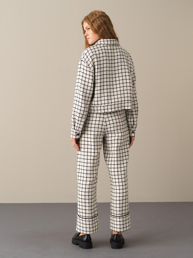 Snap Button Oversized Tweed Jacket - Xint