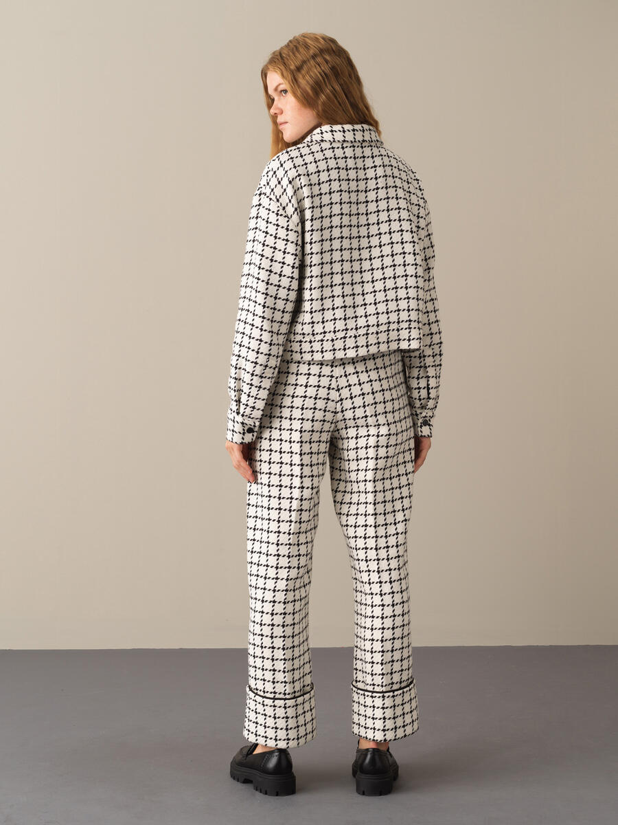 Snap Button Oversized Tweed Jacket - 7