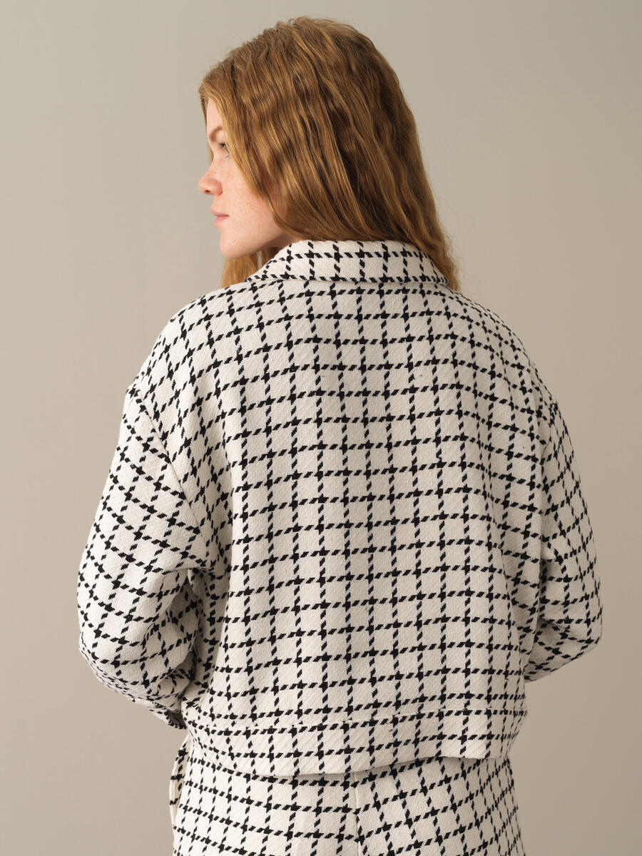 Snap Button Oversized Tweed Jacket - 6