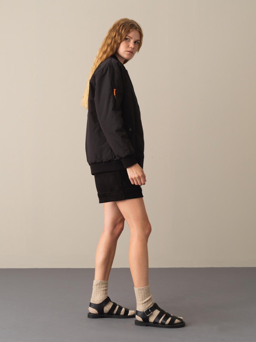 Zip-Up Oversized Bomber Jacket - 4