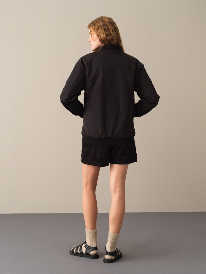 Zip-Up Oversized Bomber Jacket - 6