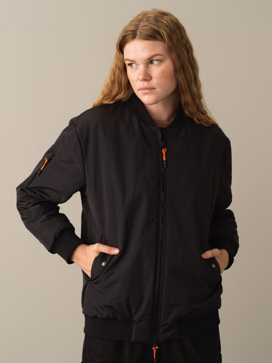 Zip-Up Oversized Bomber Jacket - 1