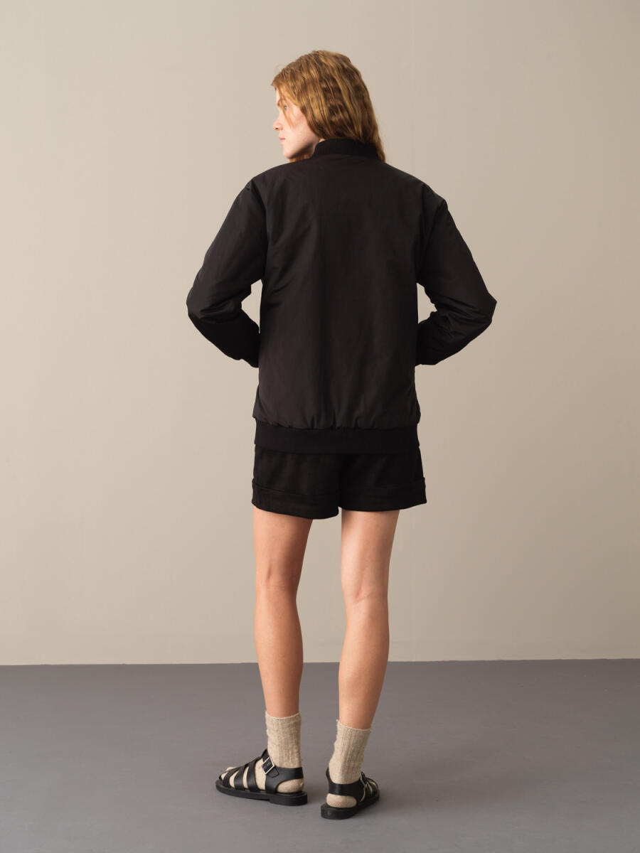 Zip-Up Oversized Bomber Jacket - 6