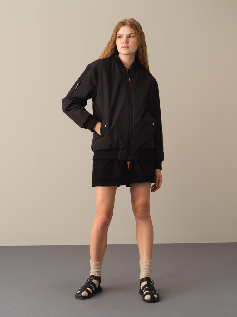 Zip-Up Oversized Bomber Jacket - 2