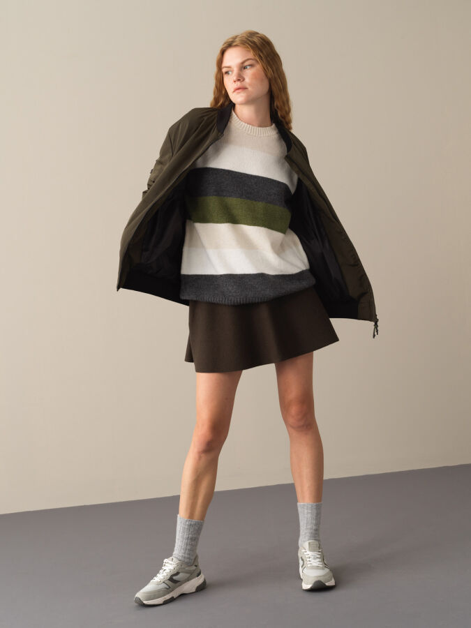 Zip-Up Oversized Bomber Jacket - Xint