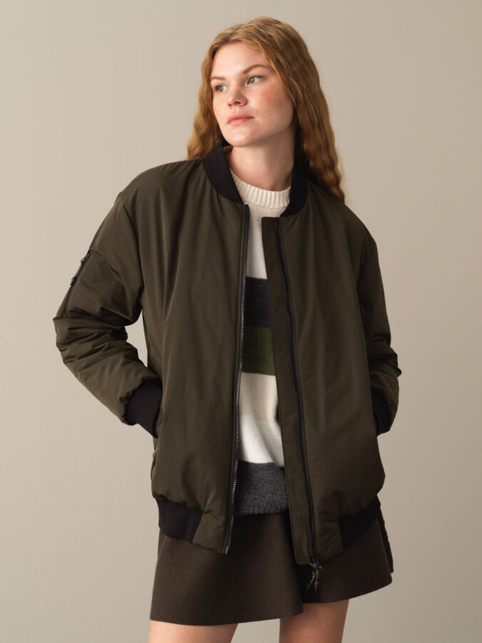 Zip-Up Oversized Bomber Jacket - Xint