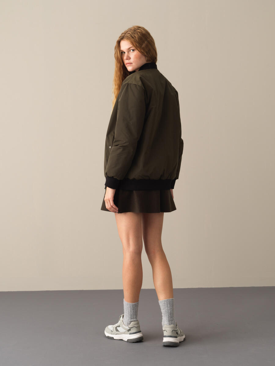 Zip-Up Oversized Bomber Jacket - 6