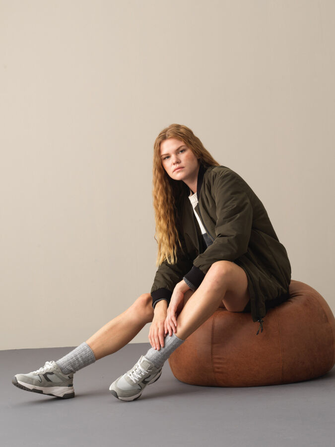 Zip-Up Oversized Bomber Jacket - Xint