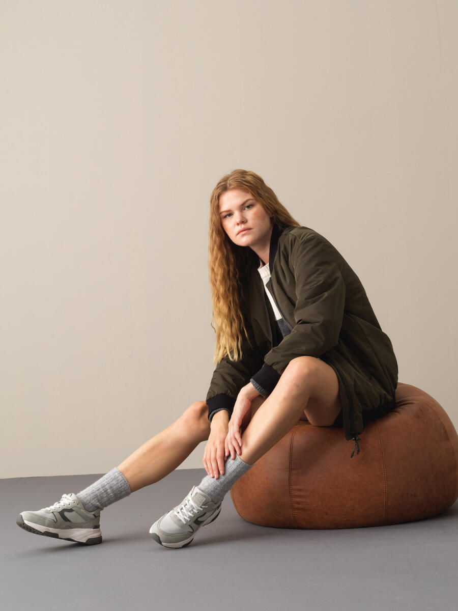 Zip-Up Oversized Bomber Jacket - 3