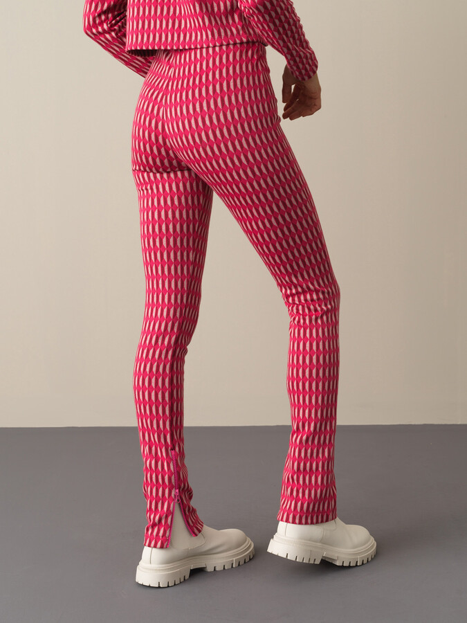 Zip-Cuffed Slim Fit Patterned Leggings - Xint