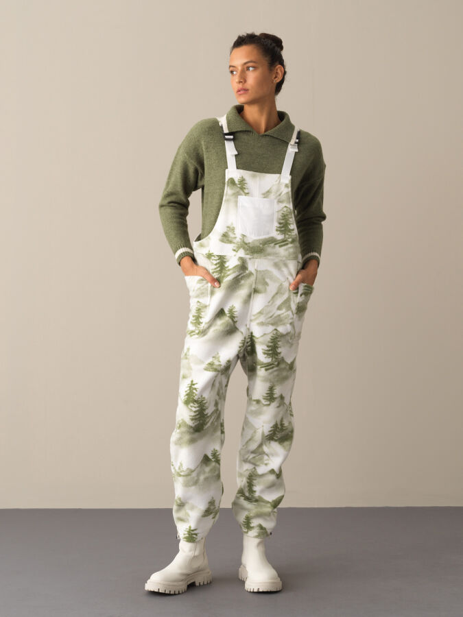 Pocket Detailed Regular Fit Fleece Overalls - Xint