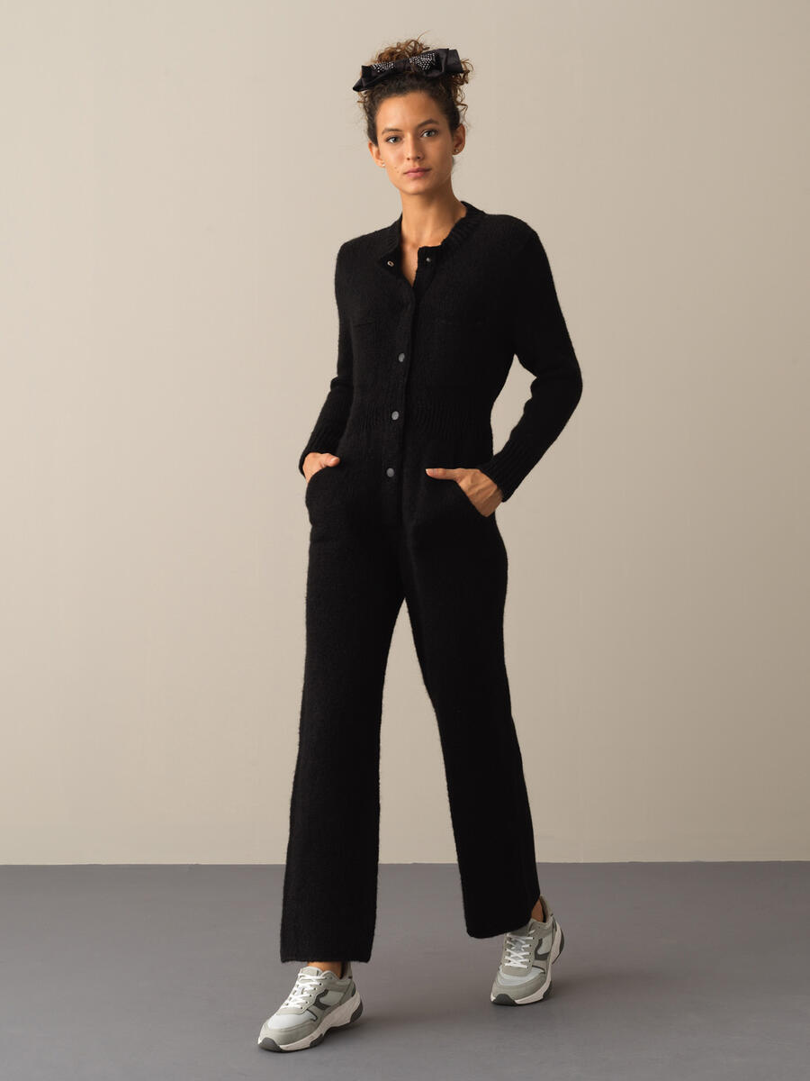 Regular Fit Pocketed Knitted Jumpsuit