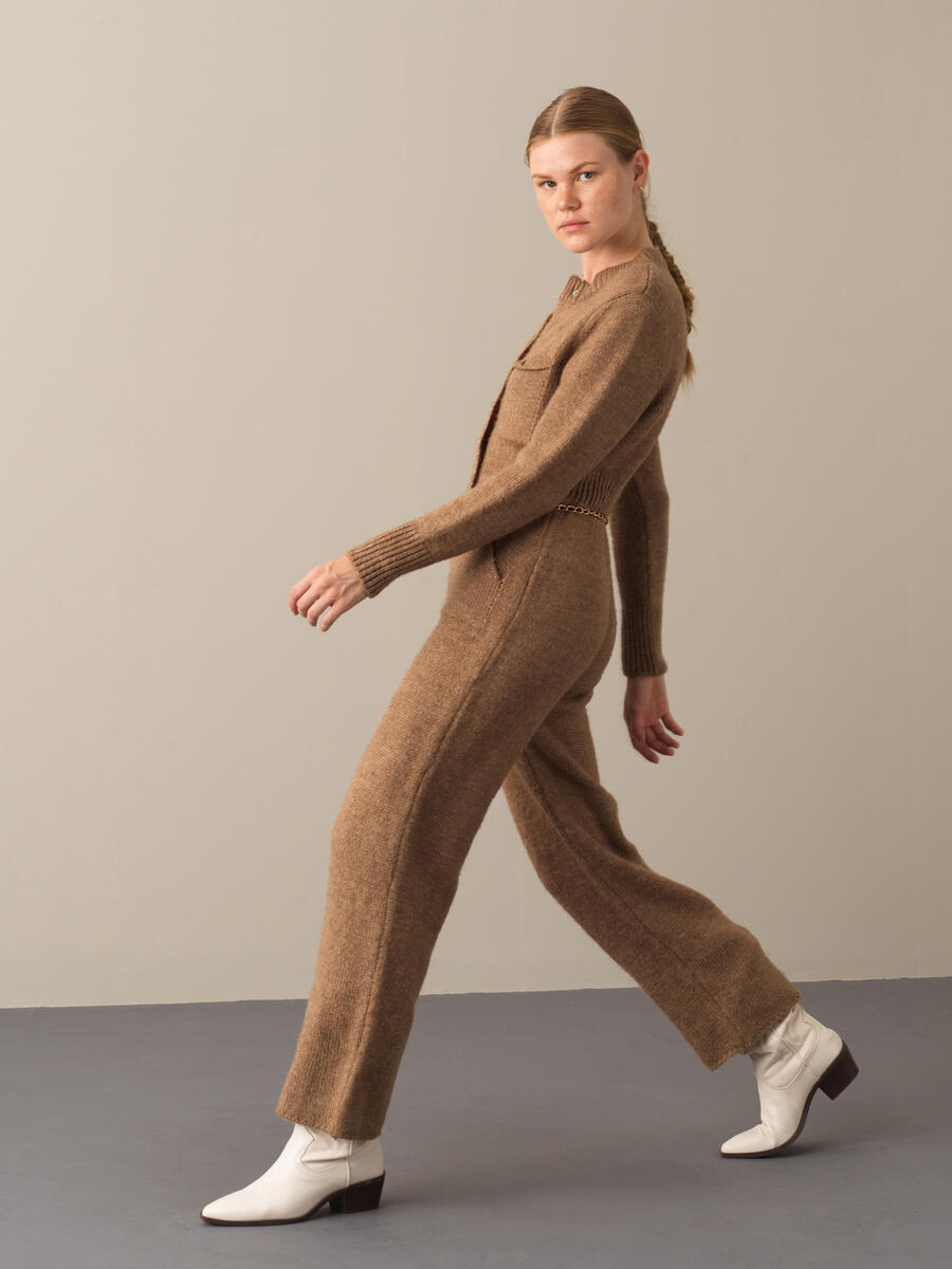 Regular Fit Pocketed Knitted Jumpsuit - 5