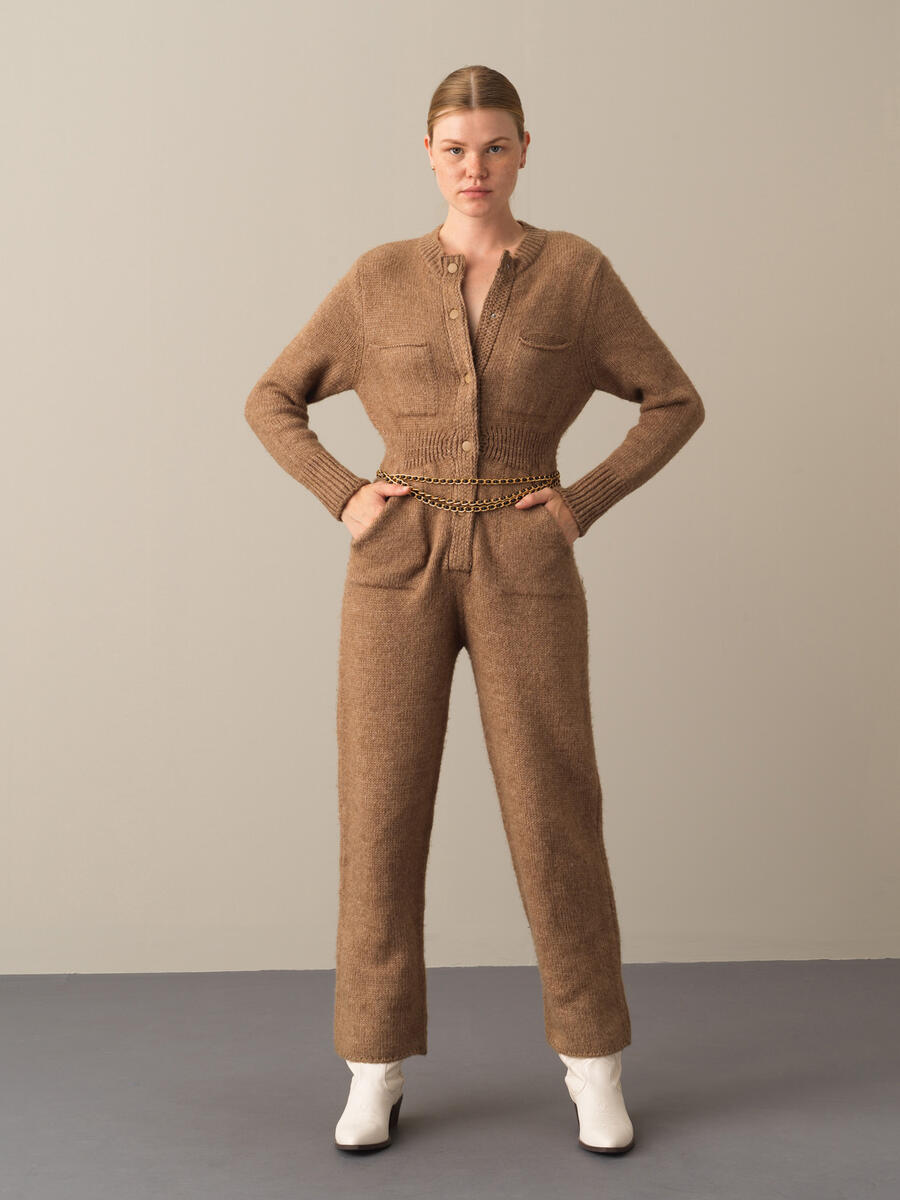 Regular Fit Pocketed Knitted Jumpsuit - 6