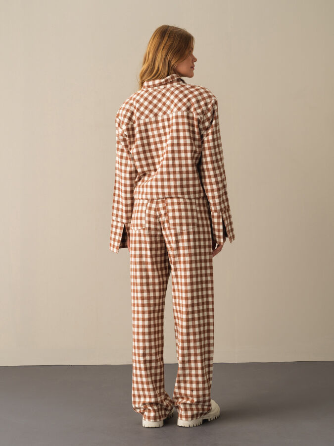 100% Cotton Oversized Checked Shirt - Xint