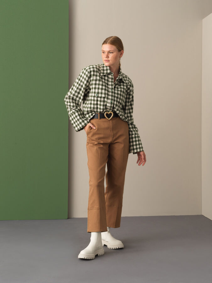 100% Cotton Oversized Checked Shirt - Xint