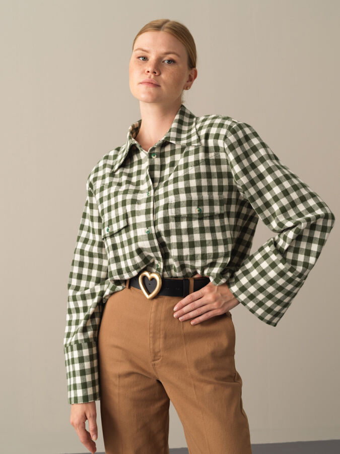 100% Cotton Oversized Checked Shirt - Xint