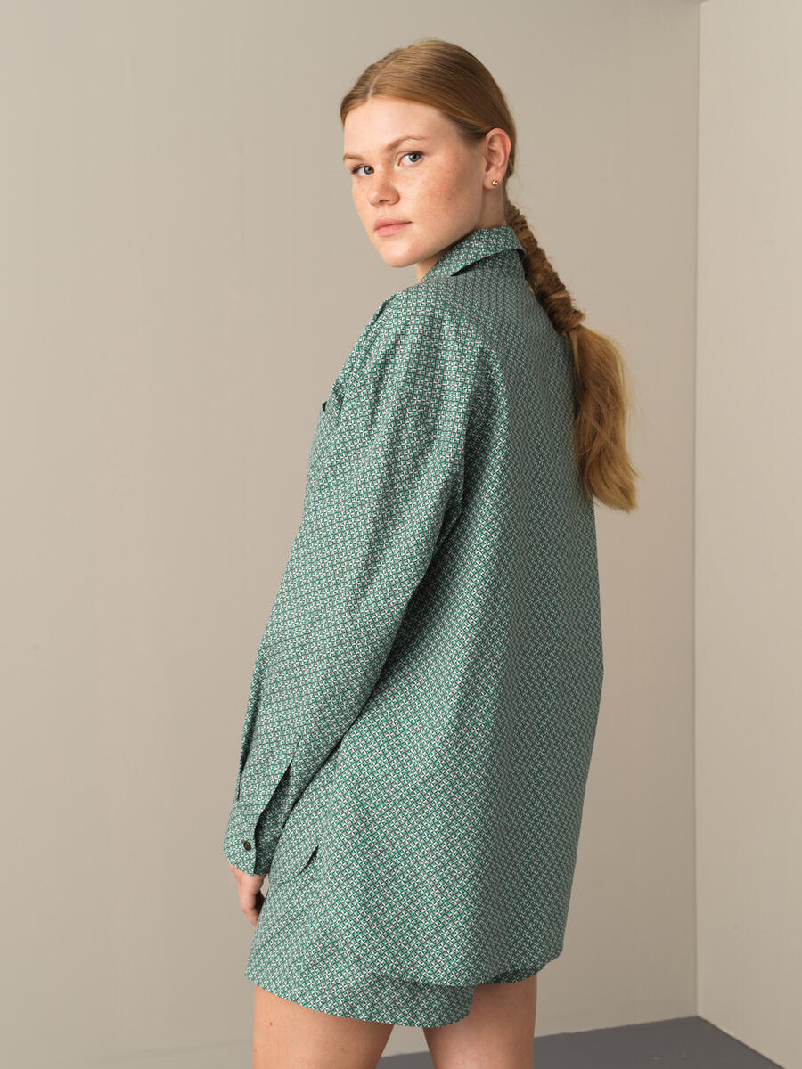 100% Cotton Oversized Patterned Shirt - 3