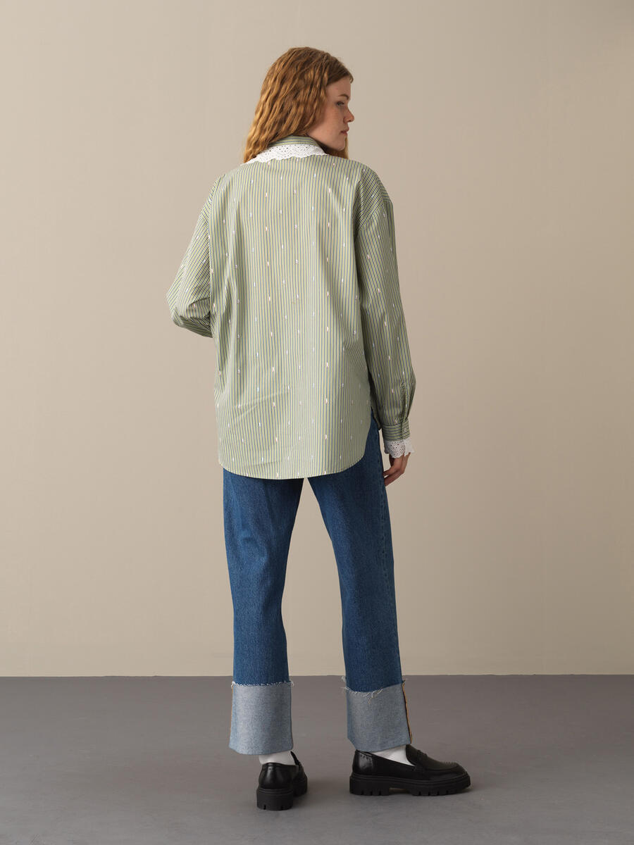 100% Cotton Oversized Striped Shirt - 6