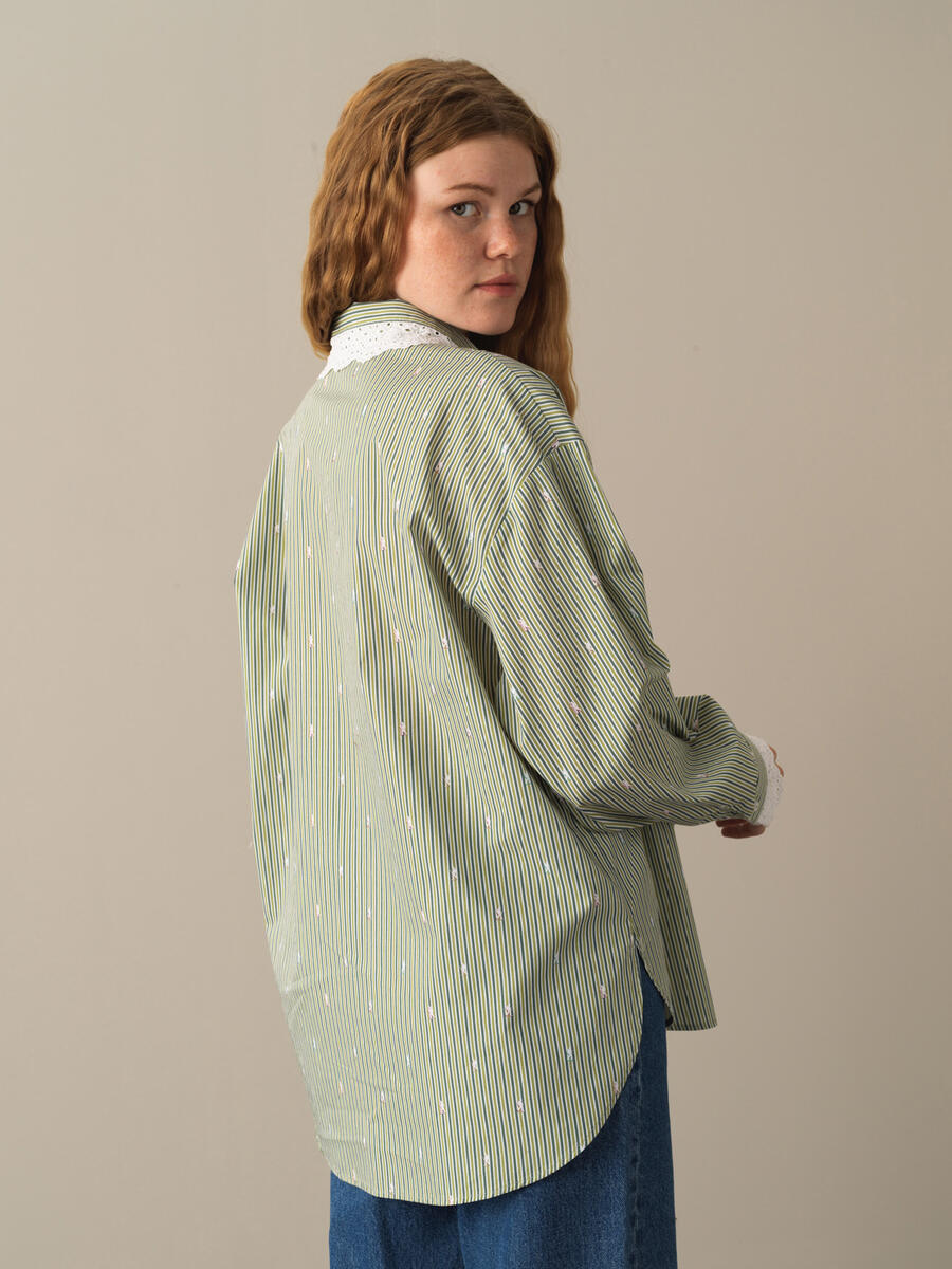 100% Cotton Oversized Striped Shirt - 5