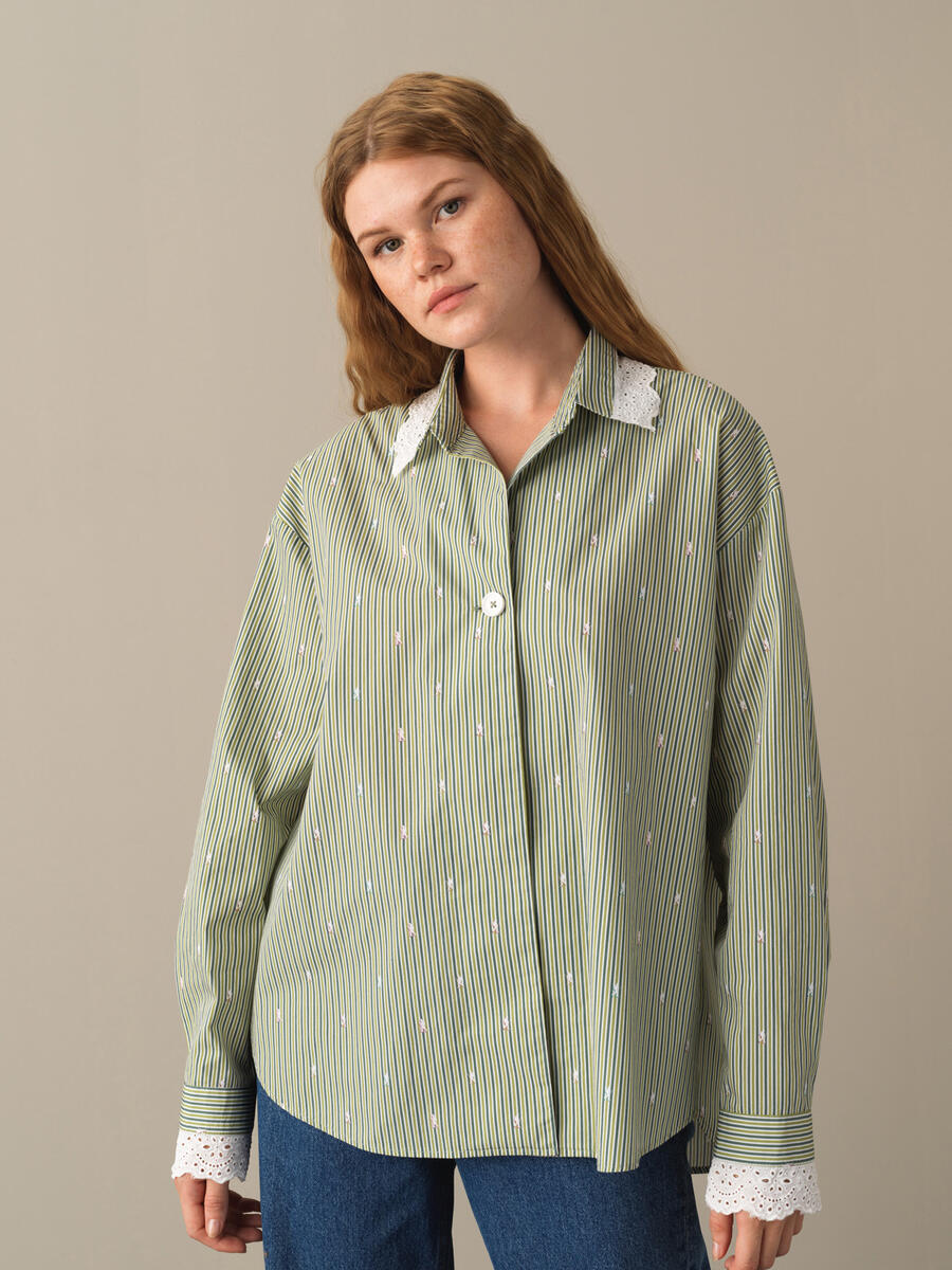 100% Cotton Oversized Striped Shirt