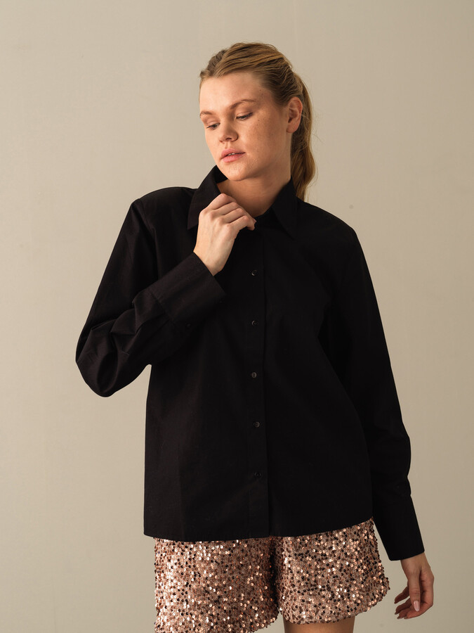 100% Cotton Regular Fit Shoulder-Padded Shirt - Xint