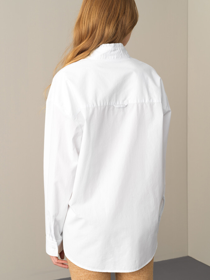 100% Cotton Stand Collar Oversized Shirt - Xint