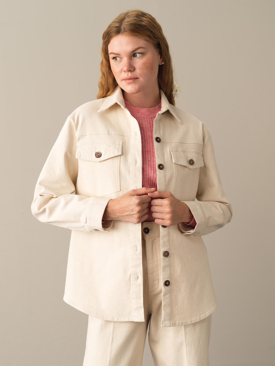 Cotton Oversized Pocketed Shirt Jacket