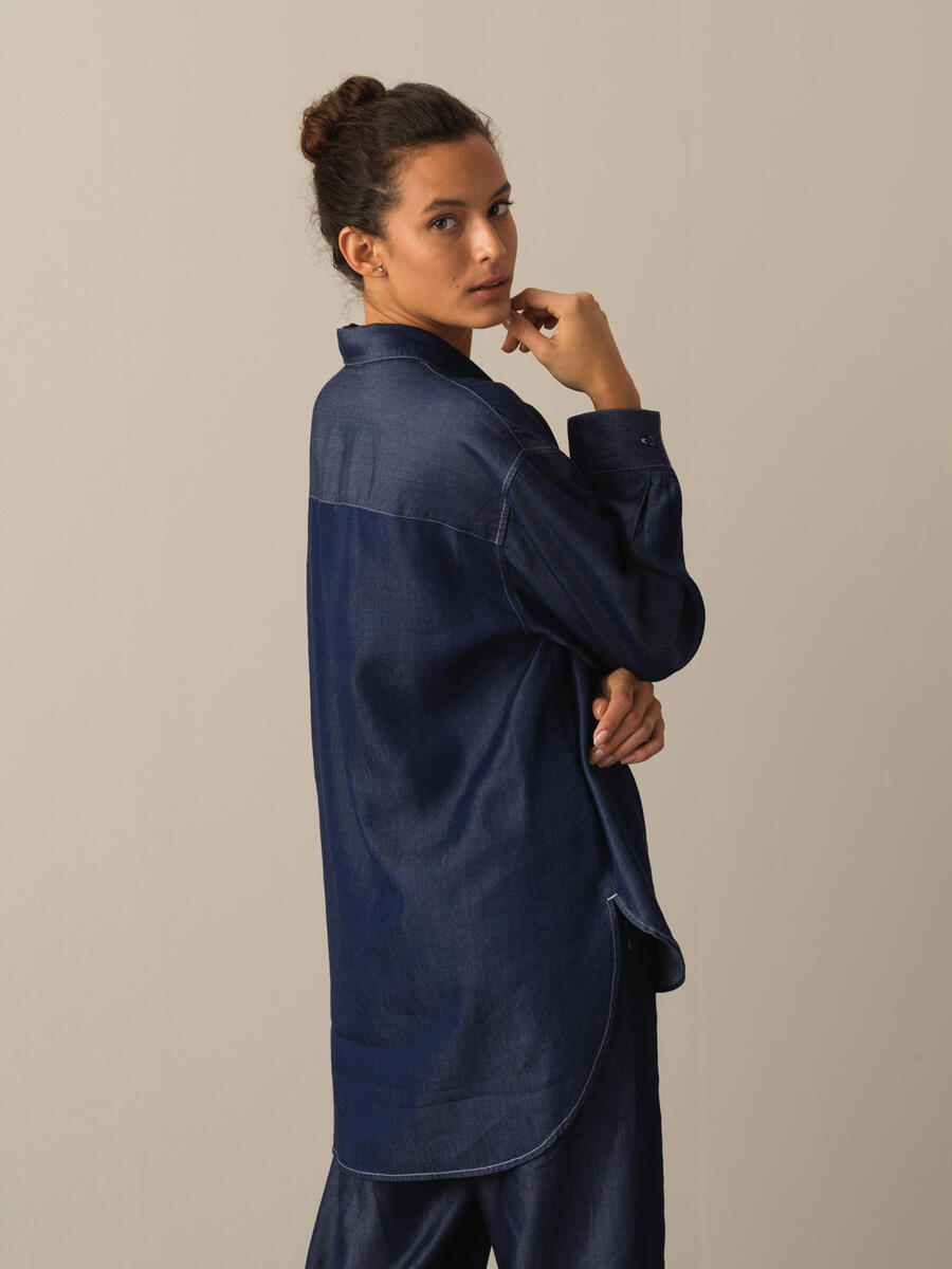 Polo Neck 100% Lyocell Big Oversized Shirt - 3