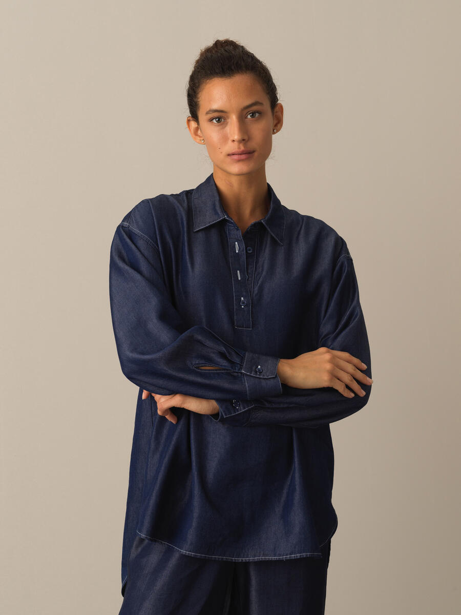 Polo Neck 100% Lyocell Big Oversized Shirt