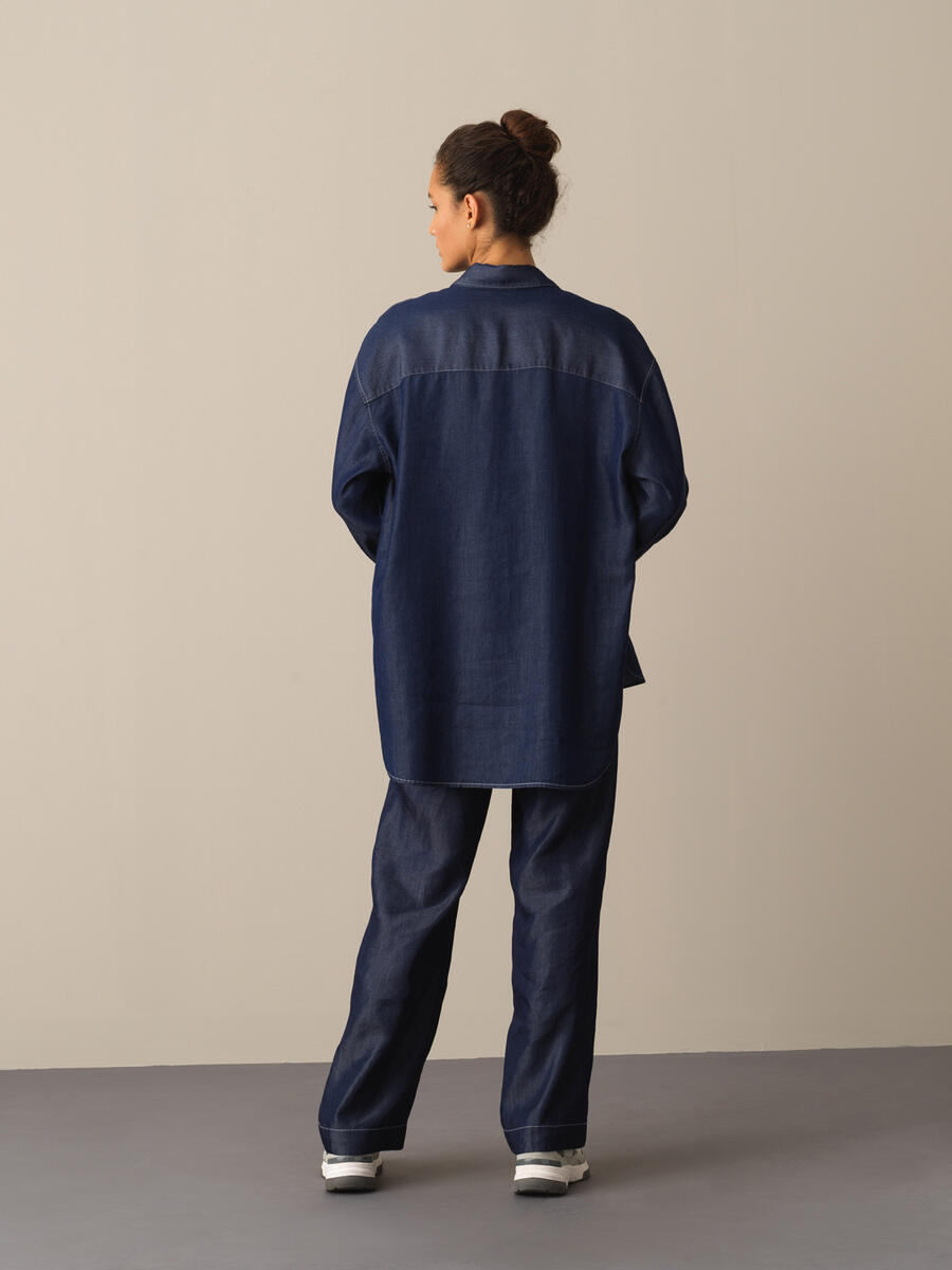 Polo Neck 100% Lyocell Big Oversized Shirt - 4