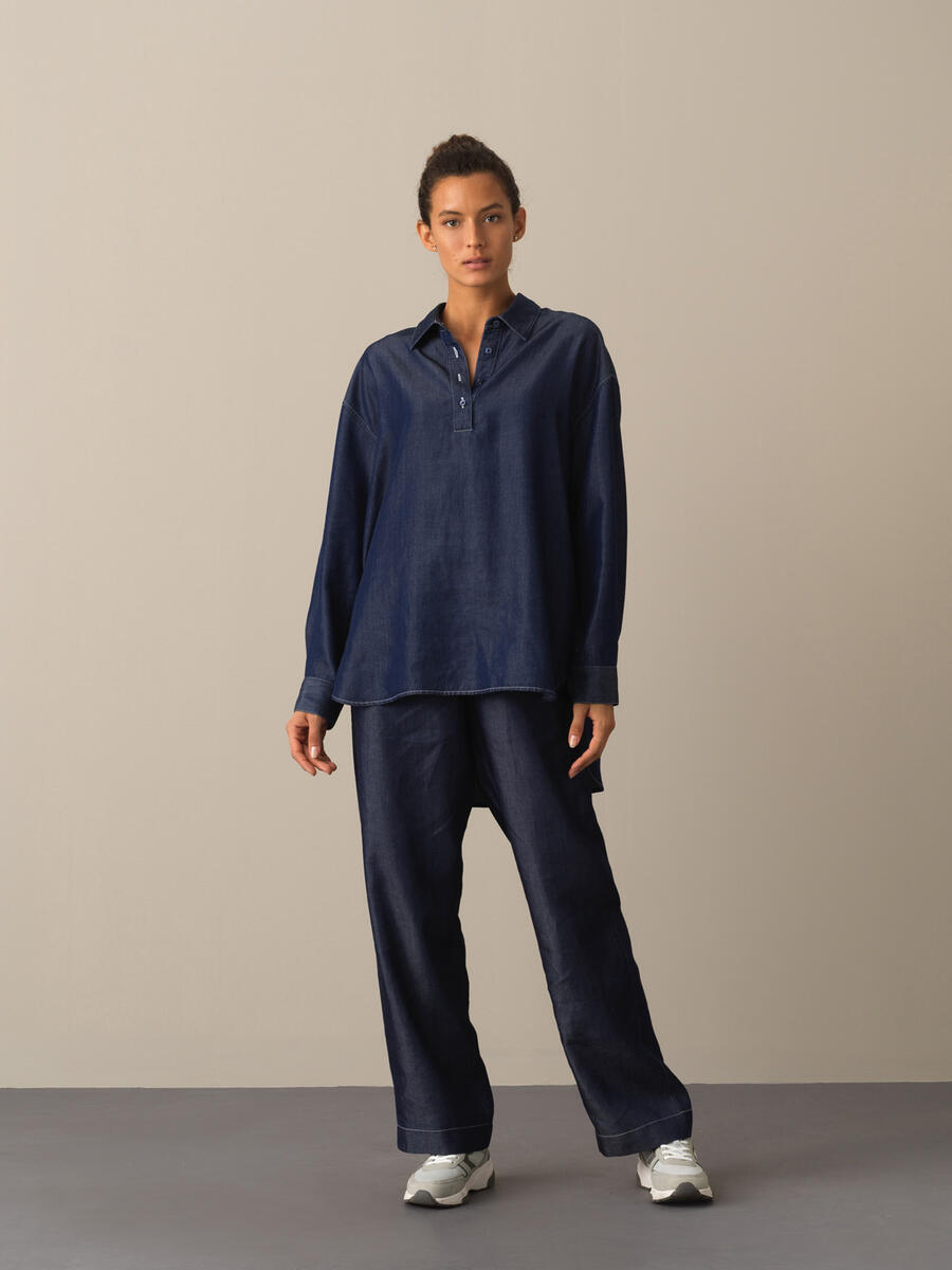 Polo Neck 100% Lyocell Big Oversized Shirt - 2
