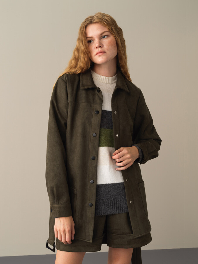 Regular Fit Suede-Look Shirt Jacket - Xint