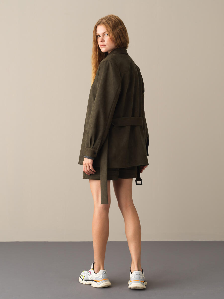 Regular Fit Suede-Look Shirt Jacket - 4