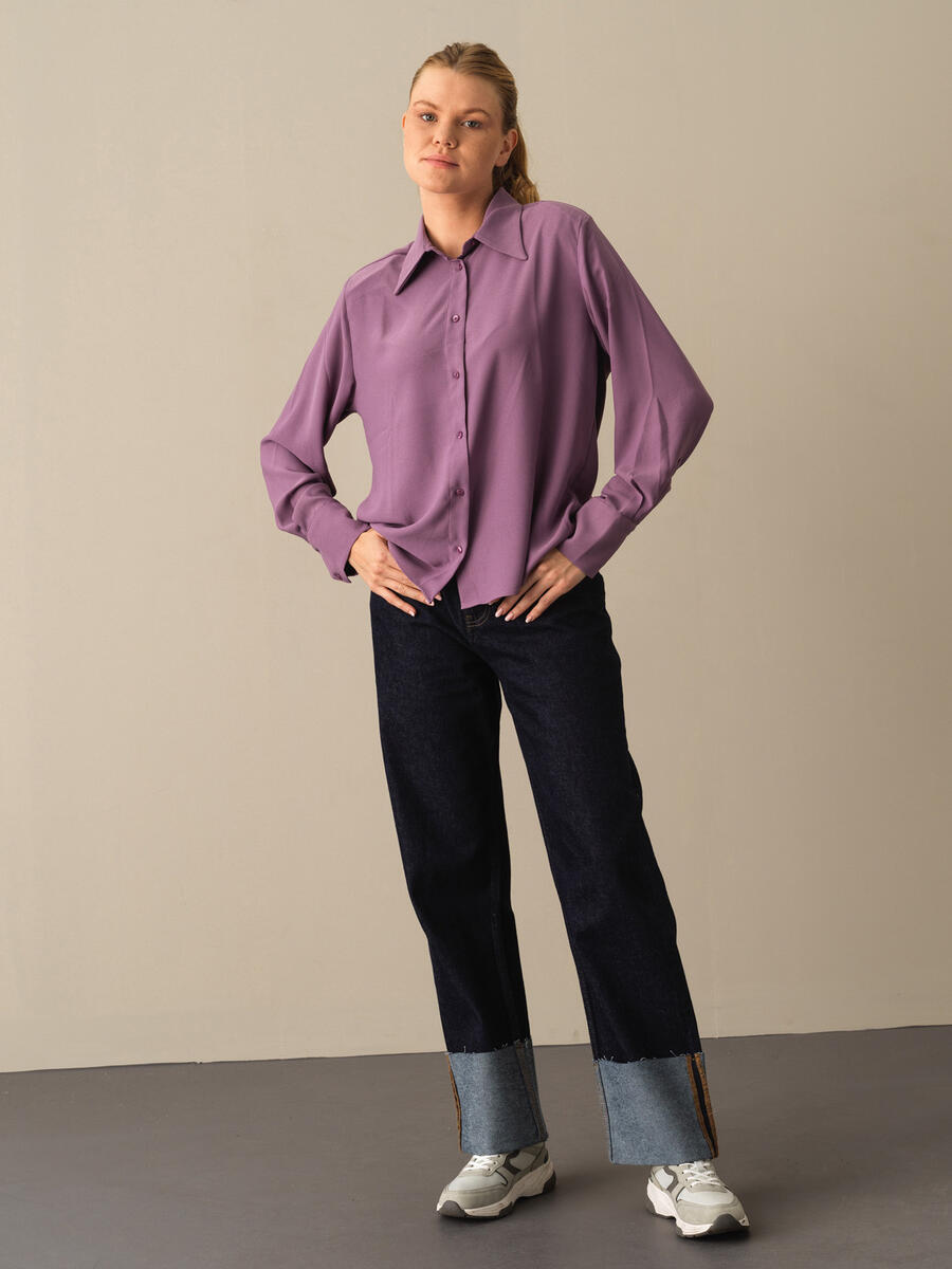 Shoulder-Padded Oversized Shirt - 2