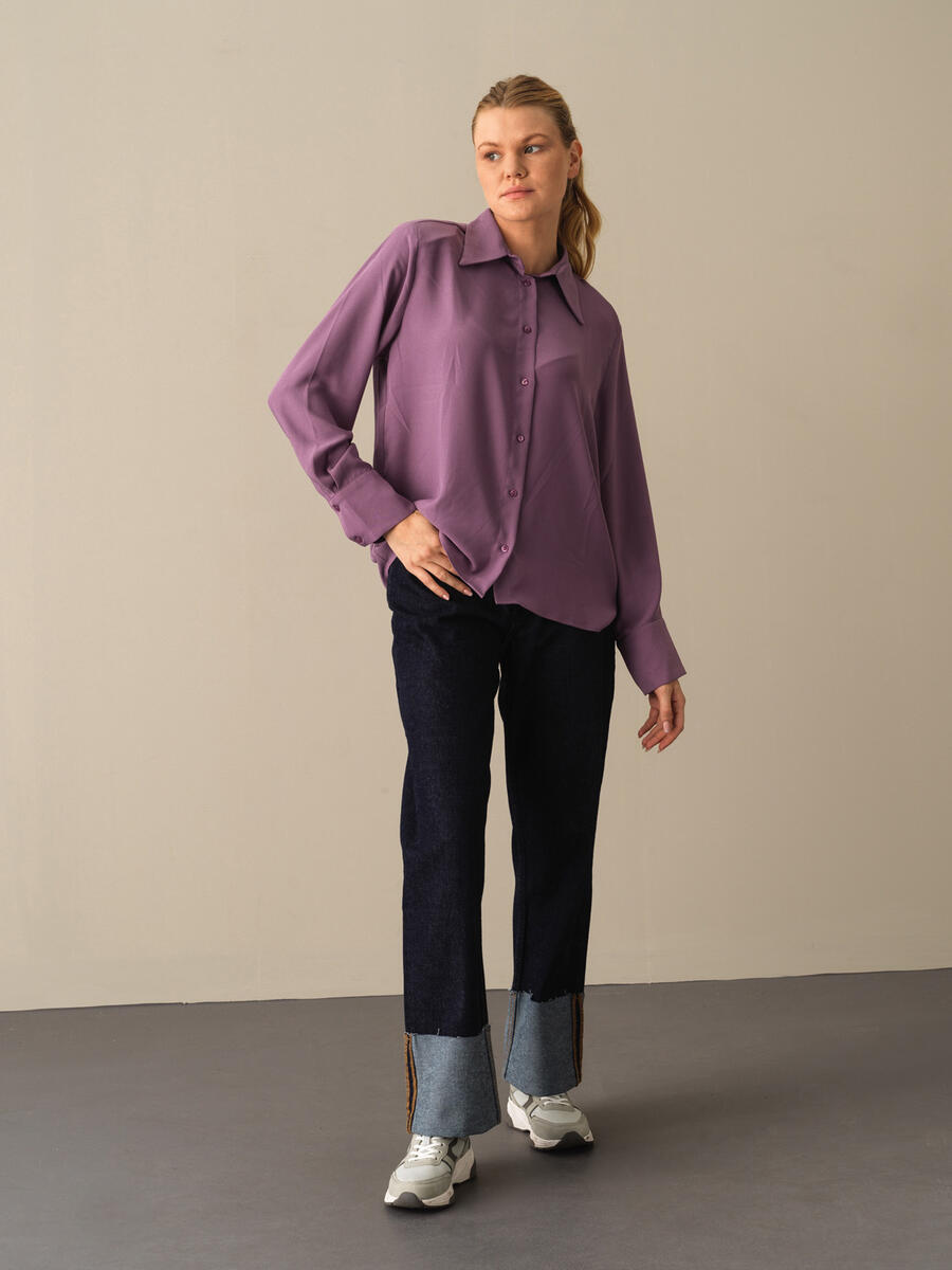 Shoulder-Padded Oversized Shirt - 4