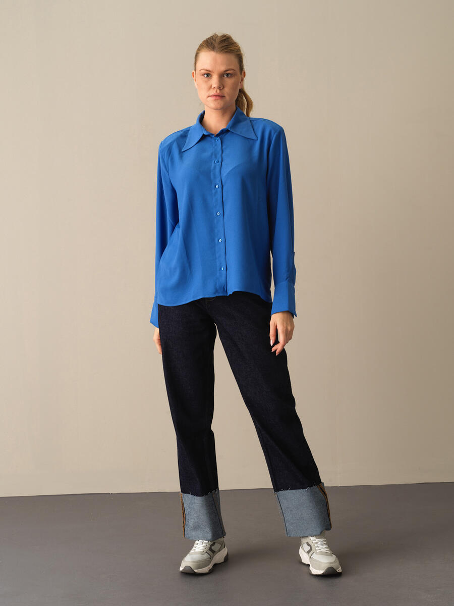 Shoulder-Padded Oversized Shirt - 2