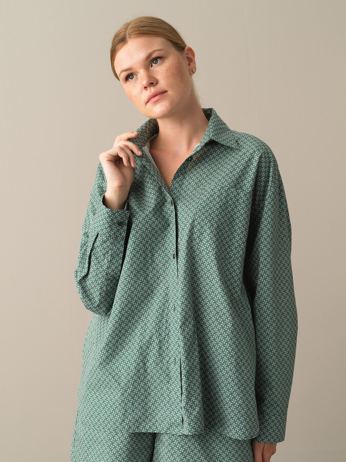 100% Cotton Oversized Patterned Shorts - Xint