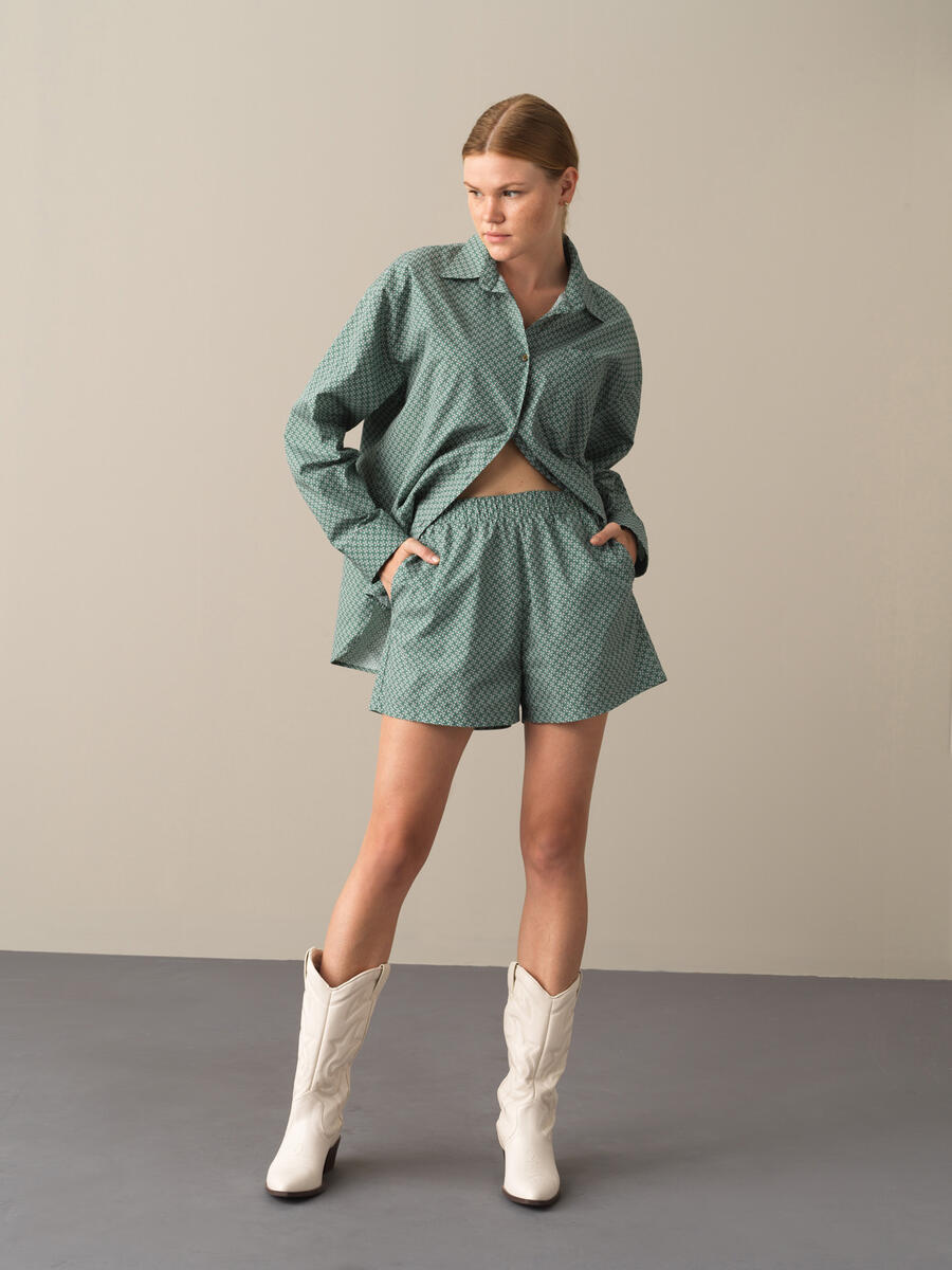 100% Cotton Oversized Patterned Shorts