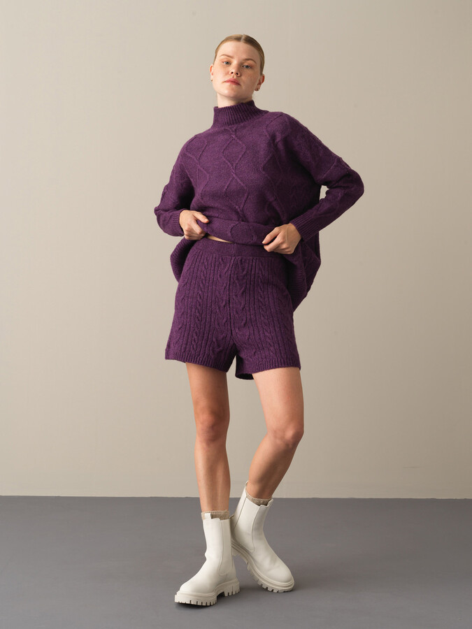 High Waist Regular Fit Knitted Shorts - Xint